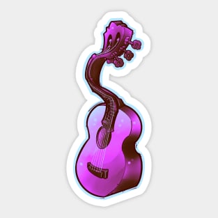 purple acoustic guitar, psychedelic 70s style Sticker